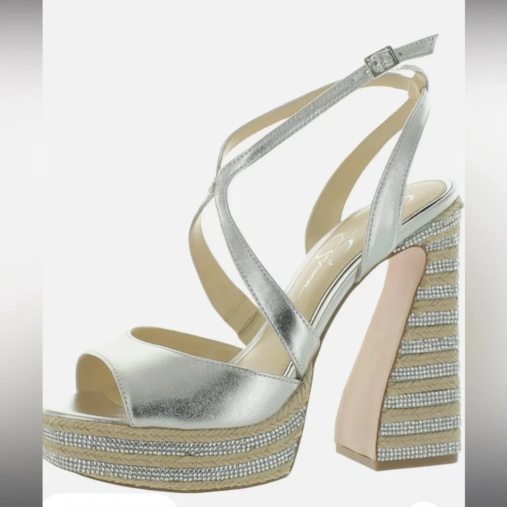 Silver Platform Strappy High Heel Sandal - Women NWOT